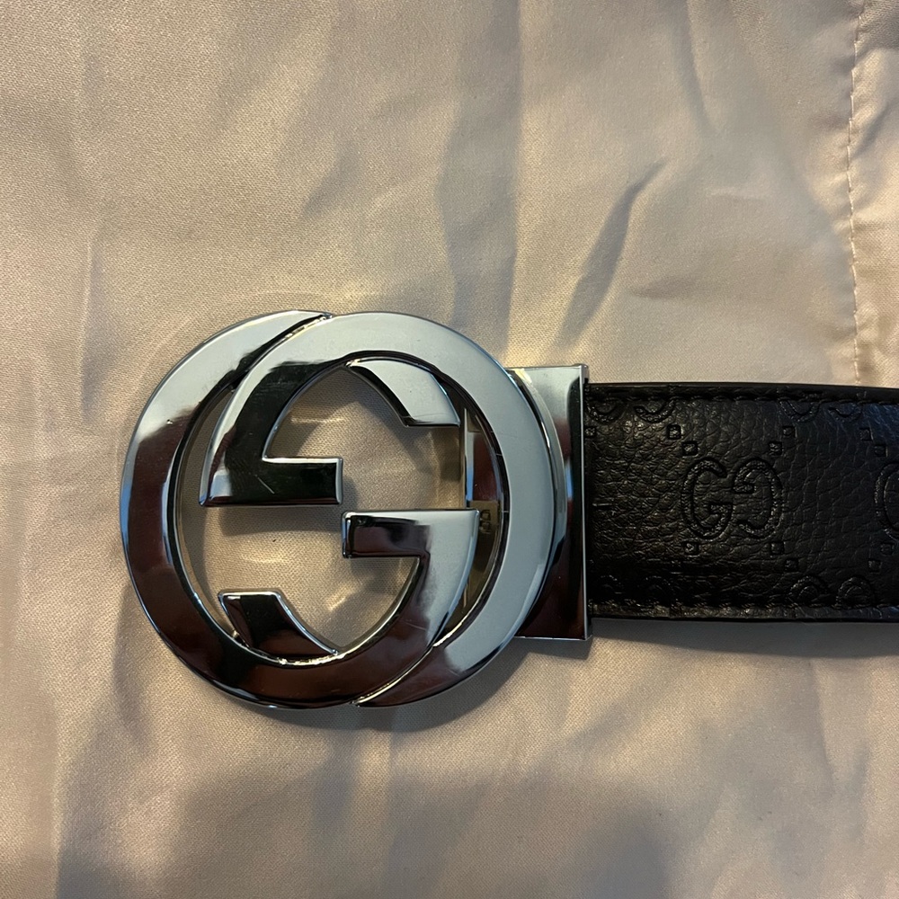 Gucci Brown Leather Belt with Silver Buckle